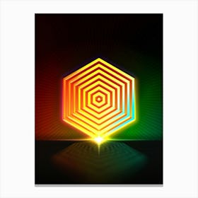 Neon Geometric Glyph in Watermelon Green and Red on Black n.0438 Canvas Print