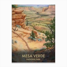 Mesa Verde National Park Watercolour Vintage Travel Poster 4 Canvas Print