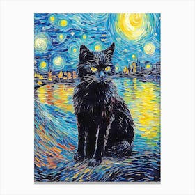 Starry Night Cat Canvas Print