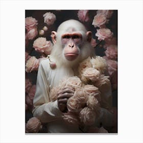 Monkey With Roses Canvas Print