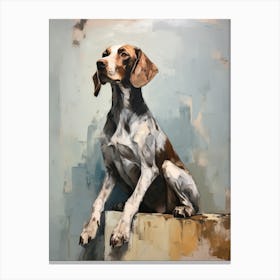 Pointer Dog, Painting In Light Teal And Brown 3 Canvas Print