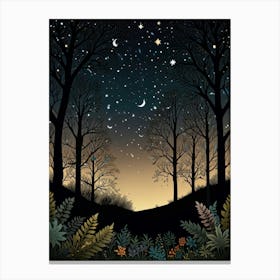 Night In The Forest Style William Morris 8 Canvas Print