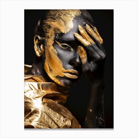 Gold And Black Portrait Of A Woman Canvas Print