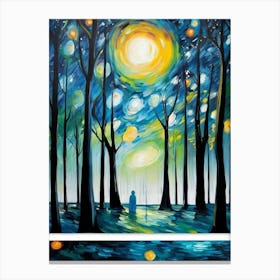 Starry Night In The Forest 3 Canvas Print