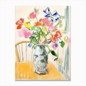 Flower Painting Fauvist Style Sweet Pea 3 Canvas Print