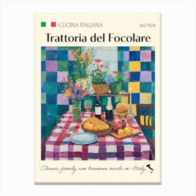 Trattoria Del Focolare Trattoria Italian Poster Food Kitchen Canvas Print