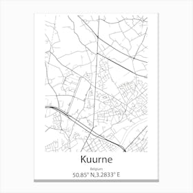 Kuurne,Belgium Minimalist Map Canvas Print