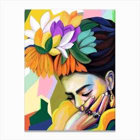 Mexican woman with flowers Canvas Print