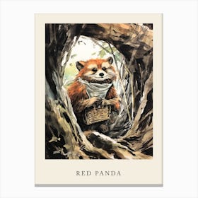 Beatrix Potter Inspired  Animal Watercolour Red Panda 1 Canvas Print