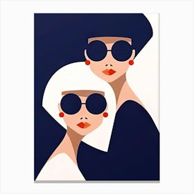 Two Women In Sunglasses Canvas Print