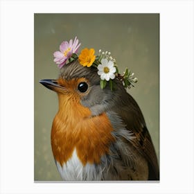 Robin A Flower Crown 2 Canvas Print