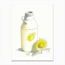 Sunflower Seed Milk Dairy Food Pencil Illustration Canvas Print