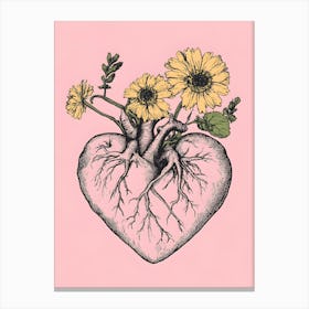 Heart With Flowers Canvas Print