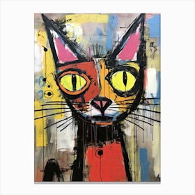 Urban Paws and Basquiat Claws: Black Cat Neo-expressionism Canvas Print