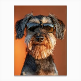 Schnauzer In Sunglasses. Generated AI. Art Print Canvas Print