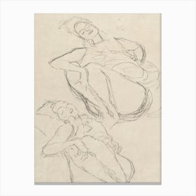 Two Studies For A Crouching Woman, Gustav Klimt Canvas Print