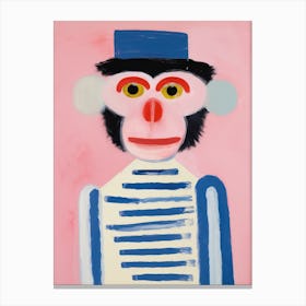 Playful Illustration Of Monkey For Kids Room 4 Canvas Print