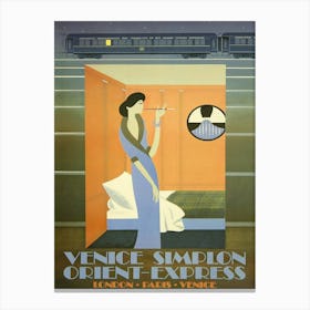 London, Paris Venice, Vintage Railway Poster Canvas Print