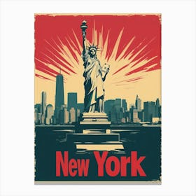 Aihrgdesign A Retro Travel Poster For New York Featuring The 5 Canvas Print