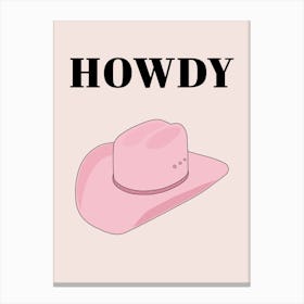 Howdy Cowboy Hat Pink Canvas Print