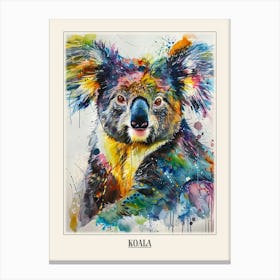 Koala Colourful Watercolour 4 Poster Canvas Print