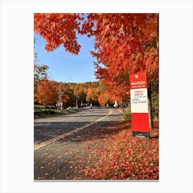 An Autumnal Scene Rich In Fall Foliage Utilizing A Vibrant Red And Orange Color Palette Showcasin (1) 2 1 Canvas Print