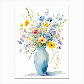 Watercolor flowers vase Canvas Print