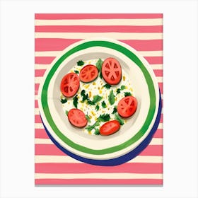 A Plate Of Tomatoes, Top View Food Illustration 3 Canvas Print