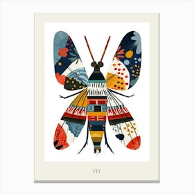 Colourful Insect Illustration Fly 1 Poster Canvas Print