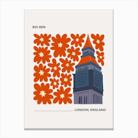 Big Ben   London, England, Warm Colours Illustration Travel Poster 2 Canvas Print