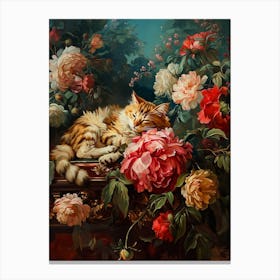 Cat Sleeping Rococo Inspired 2 Canvas Print