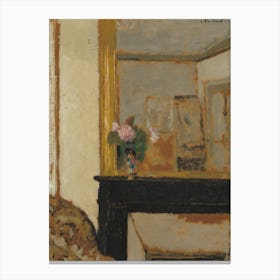 Vase Of Flowers On A Mantelpiece (Ca Canvas Print