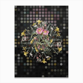 Vintage Shining Rosa Lucida Flower Wreath on Dot Bokeh Pattern n.0097 Canvas Print