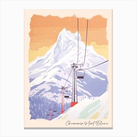 Poster Of Chamonix Mont Blanc   France, Ski Resort Pastel Colours Illustration 3 Canvas Print