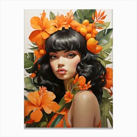 Hawaiian Girl art print Canvas Print