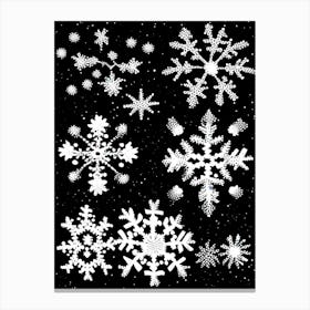 Intricate, Snowflakes, Black & White 2 Canvas Print