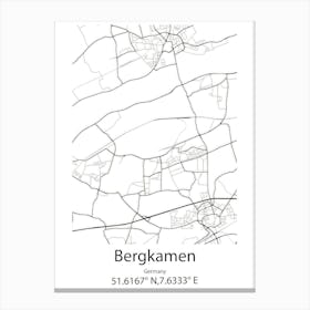 Bergkamen,Germany Minimalist Map Canvas Print