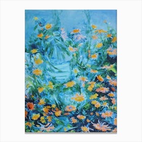 Calendula Floral Print Bright Painting Flower Canvas Print
