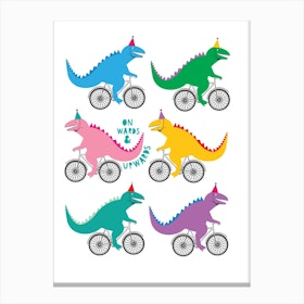 Cycling Dinosaurs Canvas Print