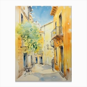 Lecce, Italy Watercolour Streets 1 Canvas Print