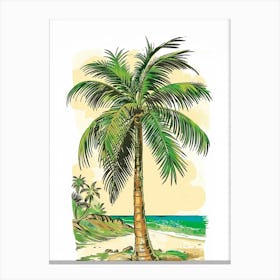 Palm Tree Storybook Illustration 2 Canvas Print