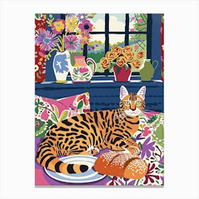 Tea Time With A Bengal Cat 3 Canvas Print