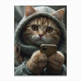 Cat In Hoodie Canvas Print
