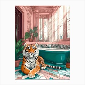 Tiger In Bathroom Canvas Print