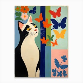 Cat With Butterflies Canvas Print