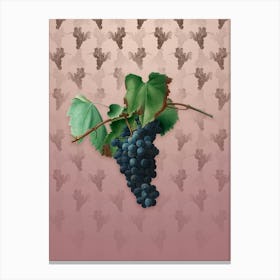 Vintage Grape Vine Botanical on Dusty Pink Pattern n.1245 Canvas Print