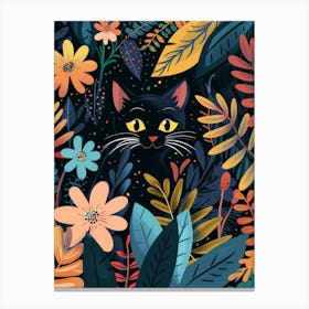 Black Cat In The Forest 4 Canvas Print