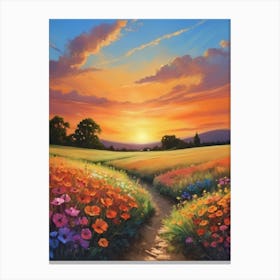 Sunset In The Field 17 Canvas Print