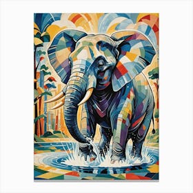 Elephant In The Water Canvas Print