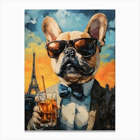 Whimsical Frenchies At The Bar 19 Canvas Print